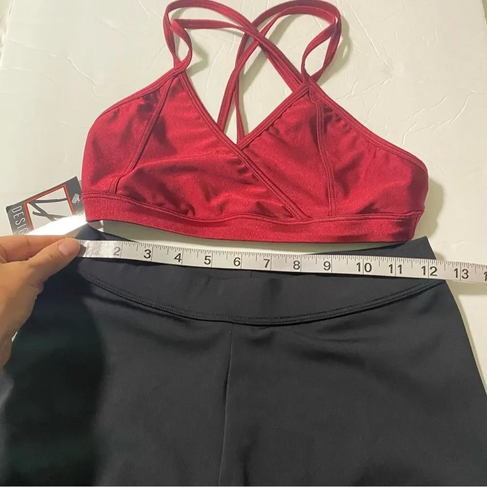 LA dance solo convention tryouts burgundy black 2 piece set MA medium adult NEW